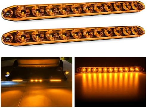 Nilight 16" Trailer Marker ID Bar 2PCS 11 LED Amber Turn Signals Tail Light