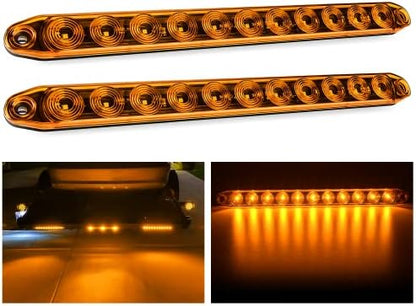 Nilight 16" Trailer Marker ID Bar 2PCS 11 LED Amber Turn Signals Tail Light