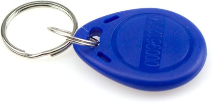 (Pack of 100) 125KHz RFID Access Control Keyfobs Proximity EM4100 TK4100 Keychains Smart ID Keycard for Door Electric Lock System NFC Token tag (Blue)