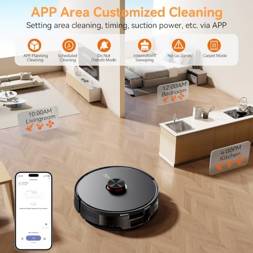 Robot Vacuum and Mop Combo, 90-Day Self Emptying, 10000Pa Strong Suction, dToF Laser Navigation Smart Mapping, 160Min Runtime, Anti-Tangle Robotic Vacuum Cleaner for Hard Floor, Pet Hair, Carpet