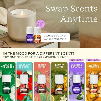 Lifelines Flameless Candle Diffuser with 2 Clickwick Essential Oil Blends