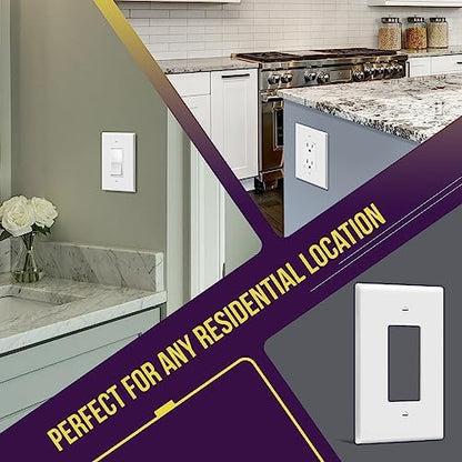 ENERLITES 1-Gang White Oversize Decorator Switch Outlet Wall Plate, 10 Pack