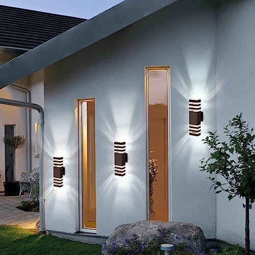 2 Pack Outdoor Wall Light Fixtures, Modern Exterior Lights for House, Brown