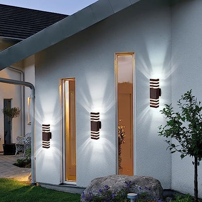 2 Pack Outdoor Wall Light Fixtures, Modern Exterior Lights for House, Brown