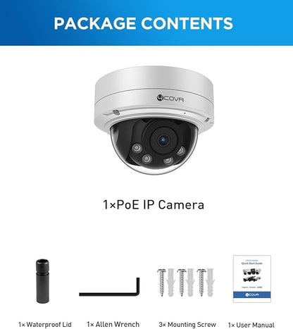 4COVR 4K 8MP PoE Security Vandal Dome IP Wired Camera with Mic, 2.7-13.5mm Varifocal Lens 5X Optical Zoom UltraHD, IK10 Vandal-Proof 130ft IR Night Vision IP67, AI Human Vehicle Detection, LY57BA8MA