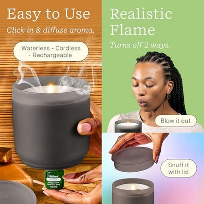 Lifelines Flameless Candle Diffuser with 2 Clickwick Essential Oil Blends