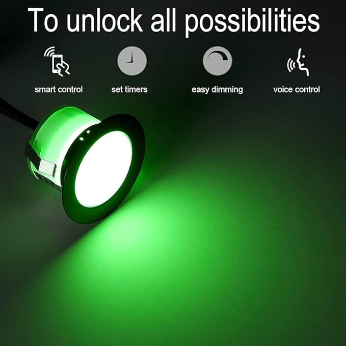 Sumaote 10Pcs WiFi RGBW Deck Lights Kit, 1.22" Recessed Low Voltage Step Lights Outdoor, IP67 Waterproof RGB and 3000K Dimmable Landscape Lighting for Stairs Path Pool Side, Smart APP Control
