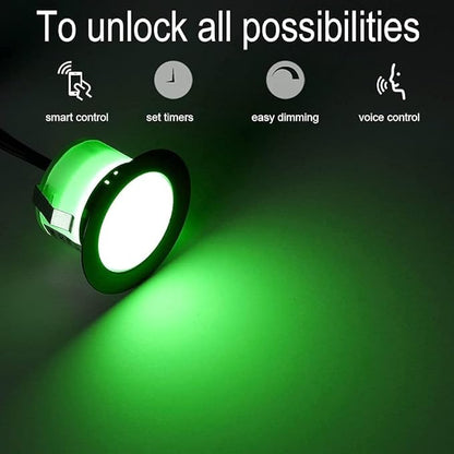 Sumaote 10Pcs WiFi RGBW Deck Lights Kit, 1.22" Recessed Low Voltage Step Lights Outdoor, IP67 Waterproof RGB and 3000K Dimmable Landscape Lighting for Stairs Path Pool Side, Smart APP Control