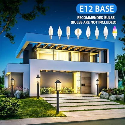 18.62 Post Light Outdoor, Large 3-Light Lamp Post Light Fixture, Black