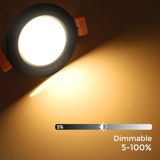 LEDLightsWorld 2 inch LED Recessed Lighting Dimmable Downlight, 3W(35W Equivalent), 3000K Warm White, Black LED Recessed Light with LED Driver (8 Pack)