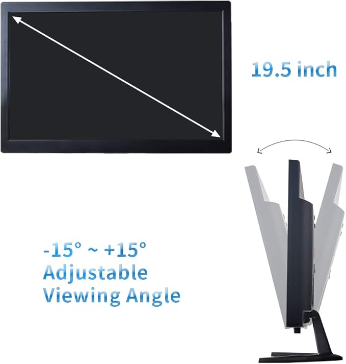 Cocar 19.5" CCTV Monitor - 16:9 1600x900 BNC/YPbPr/VGA/HDMI/Audio In/Out, VESA Wall Mounting TFT LCD Security Camera Monitor for Home Surveillance Systems PC STB DVR