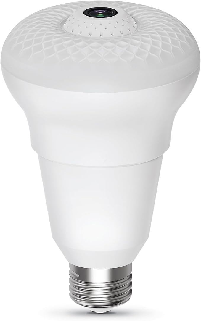 Feit Electric Smart Rotating Light Bulb with Wireless Camera, Motion Sensor, Night Vision, and 2-Way Speaker, 40W Equivalent, E26 Base, 5000K Daylight, 15,000-Hour Lifetime, A450/850/CAMWIFI/LED
