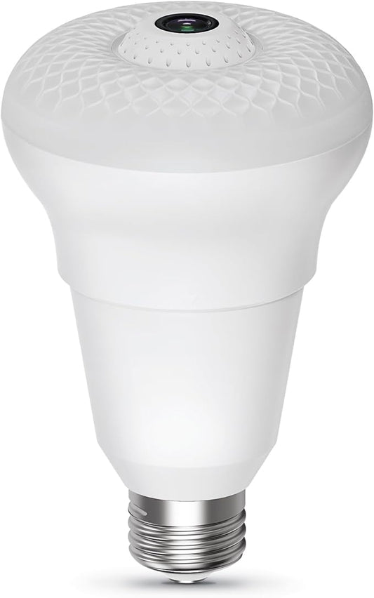 Feit Electric Smart Rotating Light Bulb with Wireless Camera, Motion Sensor, Night Vision, and 2-Way Speaker, 40W Equivalent, E26 Base, 5000K Daylight, 15,000-Hour Lifetime, A450/850/CAMWIFI/LED