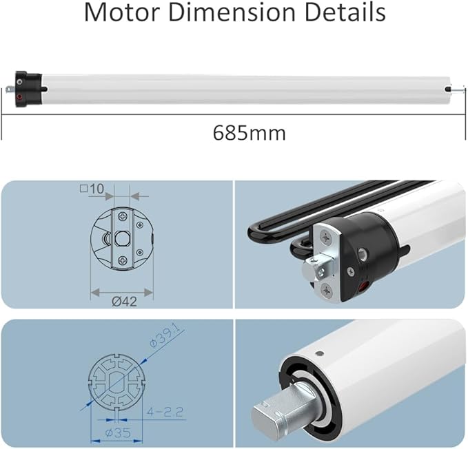 Tuya WiFi Smart Roller Shade Motor DC12V, High Torque Electric Blind Motor, Compatible with Alexa/Google Home, Retrofit Motorized Roller Blinds Kit (6.0 N.m for Φ50mm (2") Round Tube)