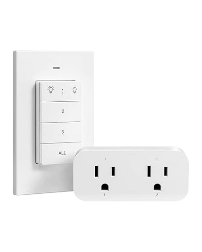 DEWENWILS Remote Control Outlet Wireless Light Switch, 2 Independent Control Sockets Electrical Remote Outlet Switch for Lamps, Fans, Household Appliance, No Wiring,100 Ft Range