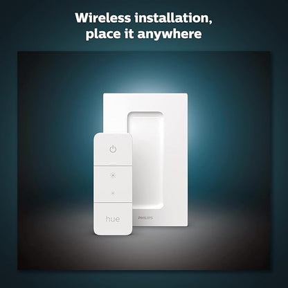 Philips Hue Smart Bundle: 2-Pack White A19 Bluetooth + V2 Dimmer Switch (Hue Hub Optional, Compatible with Alexa, Google Assistant)