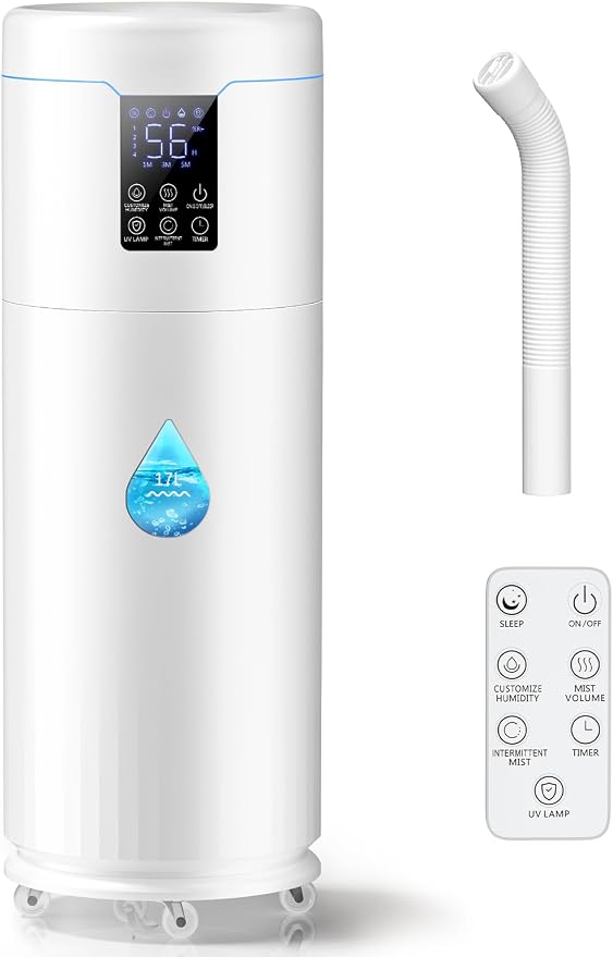 Humidifiers for Large Room Home Bedroom 2000 sq.ft. 17L/4.5Gal Large Humidifier with Extension Tube & 4 Speed Mist,Top Fill Wholehouse Humidifier with 360°Nozzle for Plant Office Commercial Greenhouse