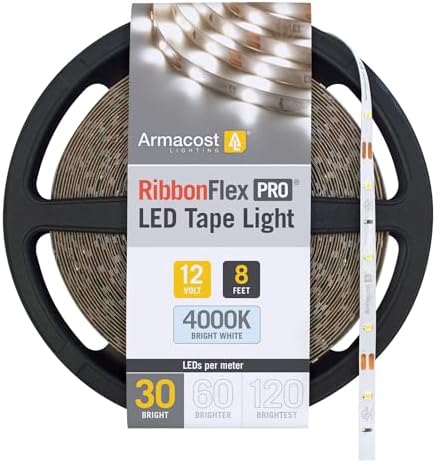 Armacost Lighting RibbonFlex Pro 12V White LED Strip Lights 30 LED/m, 4000K, 8.2 ft, 151210