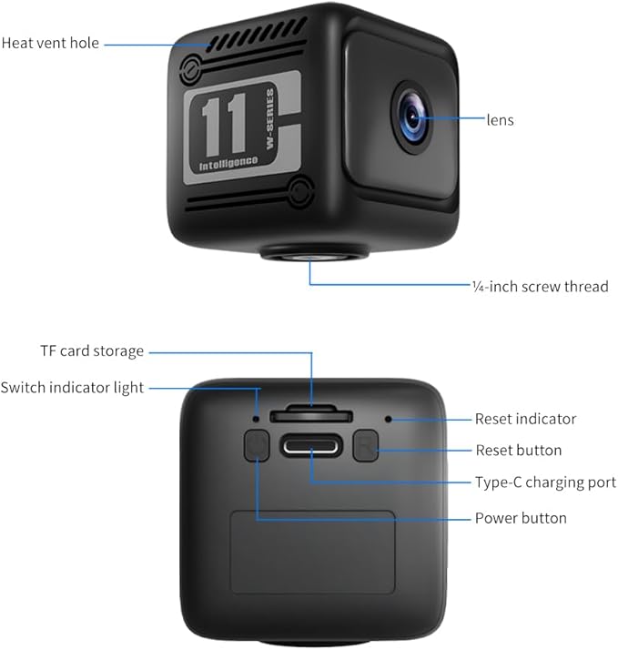 Mini Security Camera, 1080p HD Wireless Indoor Cam with 6-Hour Battery & No WiFi Needed for Recording, AI Motion Detection Night Vision for Home, Office Monitoring, Black (NOT a 4G LTE Camera)