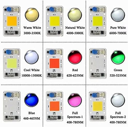LED 50W COB Chip Bulbs AC 110V Integrated Smart IC Driver Cool White Warm White Red Green Blue Yellow Pink Full Spectrum (Nature White 4500K)