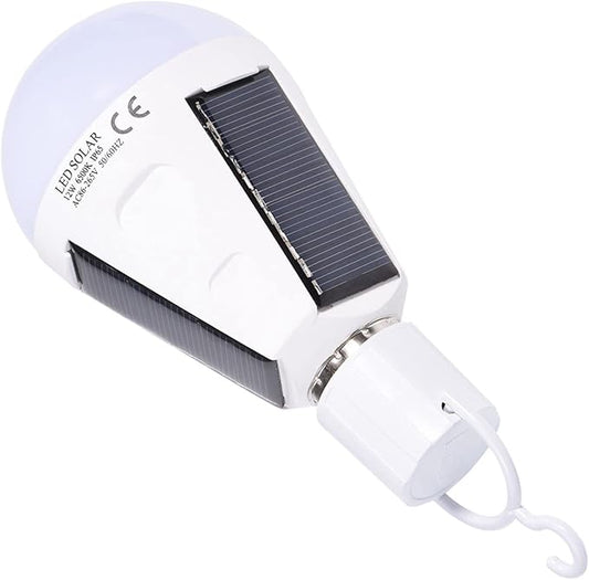 Ymiko Led Light Bulb, Smart Light Bulbs with Portable Design Solar Panel Indoor Outdoor Outdoor Lights for Stable and Bright Lighting (12W)