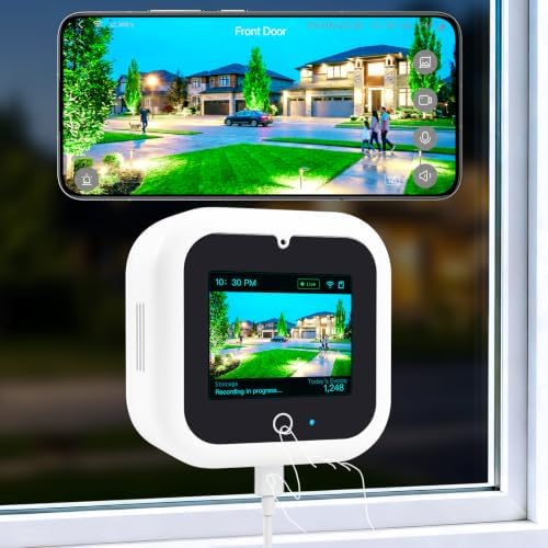 3K 5MP Window Security Camera with Touch Screen, Displays Live Footage, Time, Weather, Temperature, Color Night Vision, 2.4&5GHz WiFi, Motion Detection, Work w/Alexa&Google Assistant, Dome Cameras