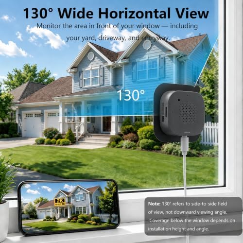 2K 3MP Window Camera with Night Vision, 5GHz & 2.4GHz WiFi Safeview Indoor Camera for Home Security, Anti-Glare Design, Motion/Human Detection, Easy & Quick Setup, 24/7 Recording (Gray, 1 Pack)