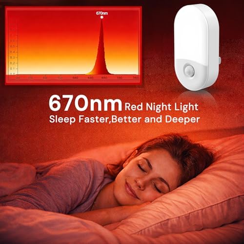 L LOHAS LED Motion Sensor Night Light, Sleep Aid Red, 30/60LM, 4 Pack
