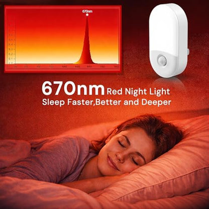 L LOHAS LED Motion Sensor Night Light, Sleep Aid Red, 30/60LM, 4 Pack