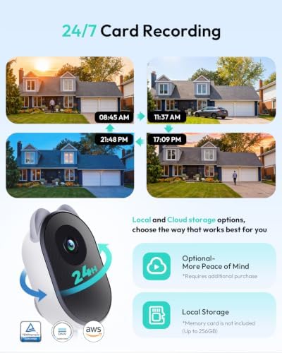 BOTSLAB Dual-Lens 4MP Window Camera for Home Security, No Drill, 2 Pack