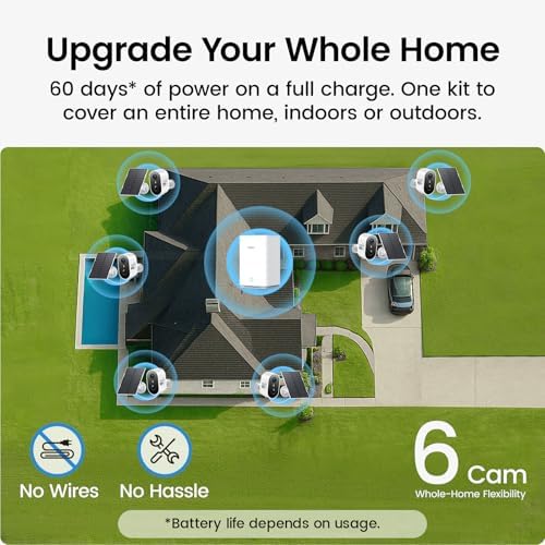 aosu 2K Solar Security Cameras Wireless Outdoor System, 6-Cam-Kit