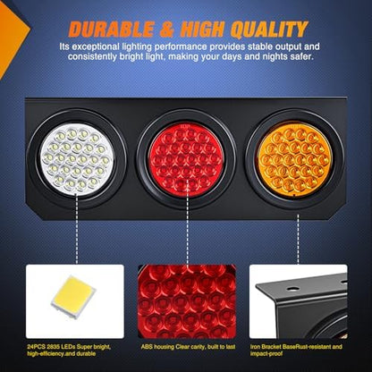 Nilight Triple Tail Lights 2PCS 72LED Stop Brake Turn Reverse