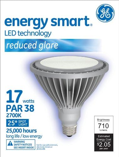 GE Lighting 63104 Energy Smart LED 17-Watt (40-watt replacement) 710-Lumen PAR38 Floodlight Bulb with Medium Base, 1-Pack