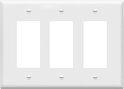 ENERLITES Decorator Light Switch or Receptacle Outlet Wall Plate, Mid-Size 3-Gang 4.88" x 6.77", Polycarbonate Thermoplastic, UL Listed, 8833M-W, White