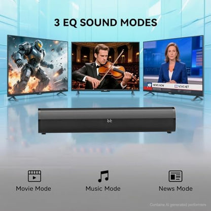HDMI Sound Bar Smart TV, Home Theater Surround Sound Bars, TV Speakers Sounds Bar Bluetooth HDMI AUX OPT COAX USB Home Audio Surrounds Sounds System For PC Projector Game Movie/Music/News, Black