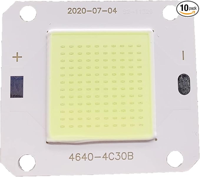 10PCS DC12V 50W LED COB Integrated Smart IC Driver High Power 12V COB LED Cold White Warm White Full Spectrum (Cold White 30000K)
