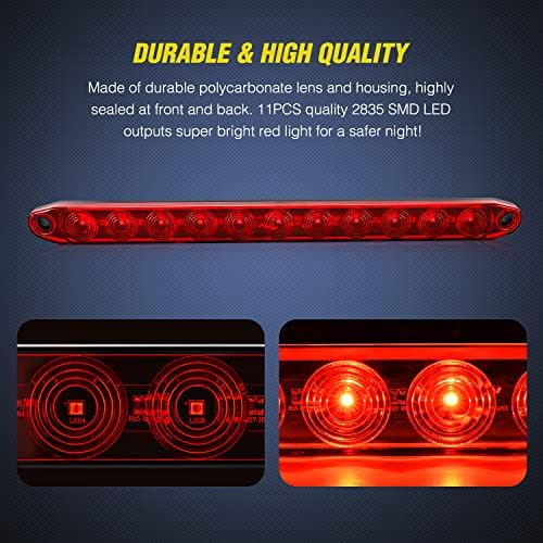 Nilight 16" LED Trailer ID Marker Light Bar, Red, 2-Pack