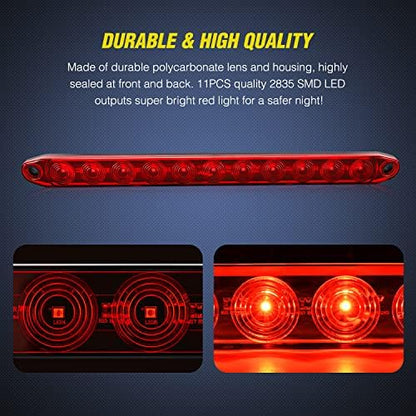 Nilight 16" LED Trailer ID Marker Light Bar, Red, 2-Pack