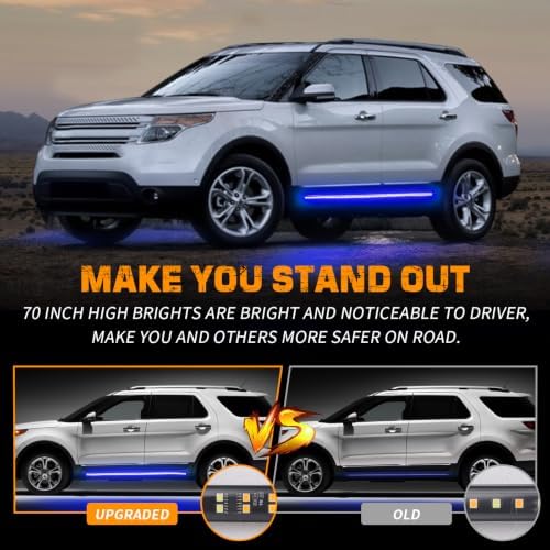 XRIDONSEN 2PCS 60 inch Blue Running Board Emergency Lights Strip