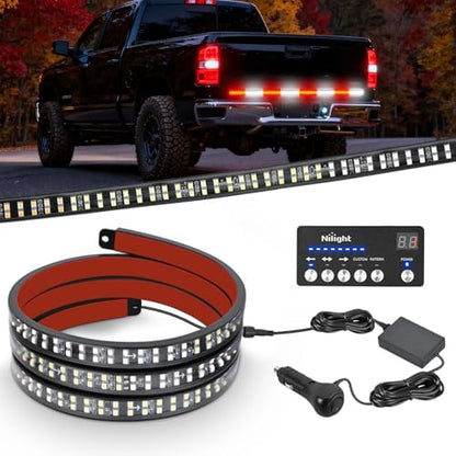 Nilight 60 Inch Emergency Strobe Light Strips with Controller Red White