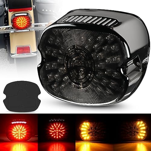 Nilight Motorcycle Tail Light Brake Turn License Plate for Harley, Smoked
