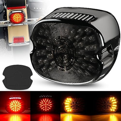Nilight Motorcycle Tail Light Brake Turn License Plate for Harley, Smoked