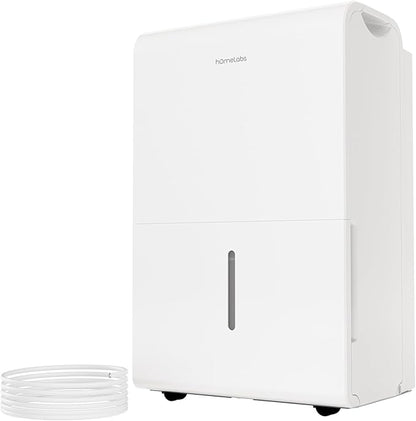 hOmeLabs Dehumidifier 7,500 Sq Ft Wi-Fi with Pump (50 Pint MAX 120 Pint at 95°F, 90% RH) for Home, Office, Basements with Powerful Moisture Removal, Humidity Control, Auto Shut-off, Quiet Operation