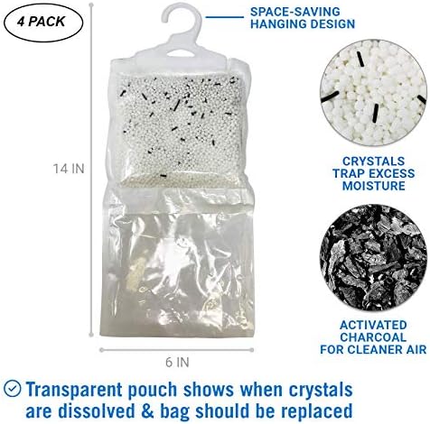 4 Pack Moisture Absorber Hanging Bags, Boat Dehumidifier with Charcoal