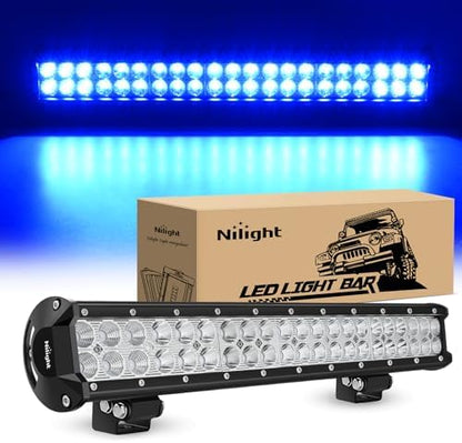 Nilight LED Light Bar 20 Inch 126W Spot Flood Combo Blue Beam