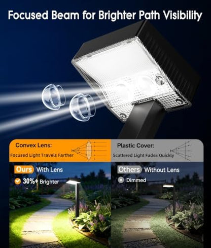 ELECLINK Solar Pathway Lights Outdoor, 6 Pack Garden Lights Solar Powered Path Lights with Focused Beam Lens, 2 Light Modes Waterproof Outdoor Solar Light for Yard Driveway Walkway Landscape