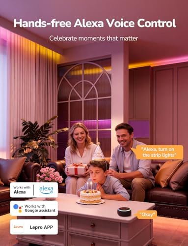 Lepro S1 AI Smart LED Strip Lights with IC 65.6FT 2.4G WiFi Bluetooth