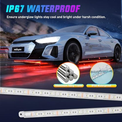 Nilight 8PCS Aluminum RGBW Underglow LED Strip Lights with APP & Remote