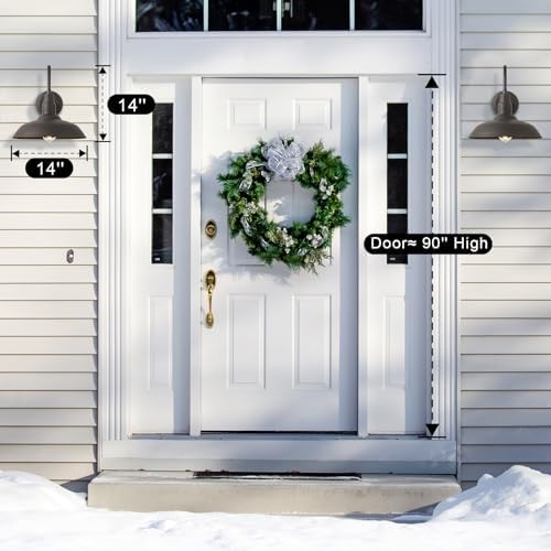 2 Pack Outdoor Barn Farmhouse Light with 14in Dome, Exterior Gooseneck Lights Fixture for House, Dark Bronze Outside Wall Mount for Porch, Patio, Entryways