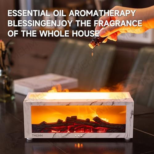 TMEHM Fireplace Flame Essential Oil Diffuser Humidifier, Aromatherapy